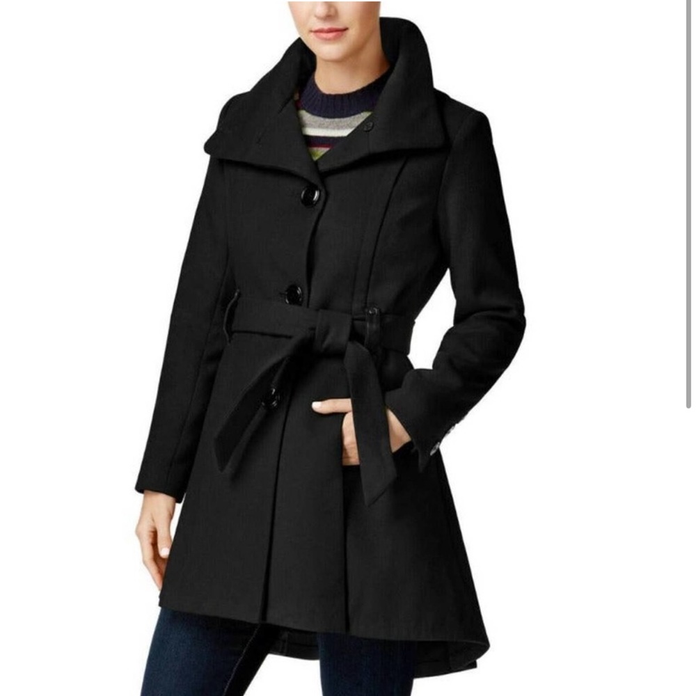 Steve Madden Drama Skirted Coat Brown Size medium in black